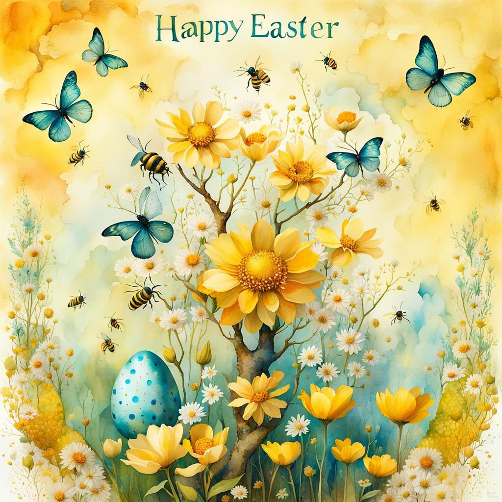 Whimsical Surreal Nature Scene in Watercolor and Ink