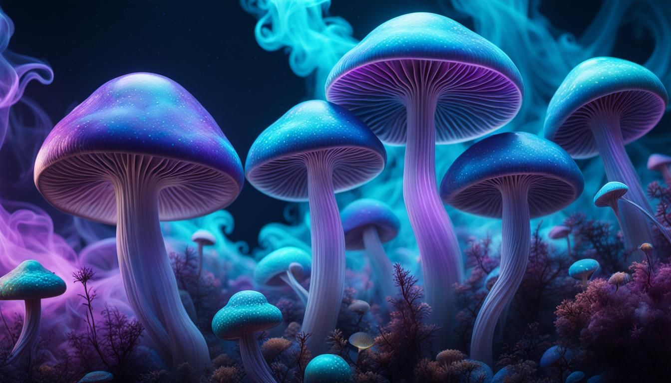 Opalescent Mushrooms Become Ghostly Smoke