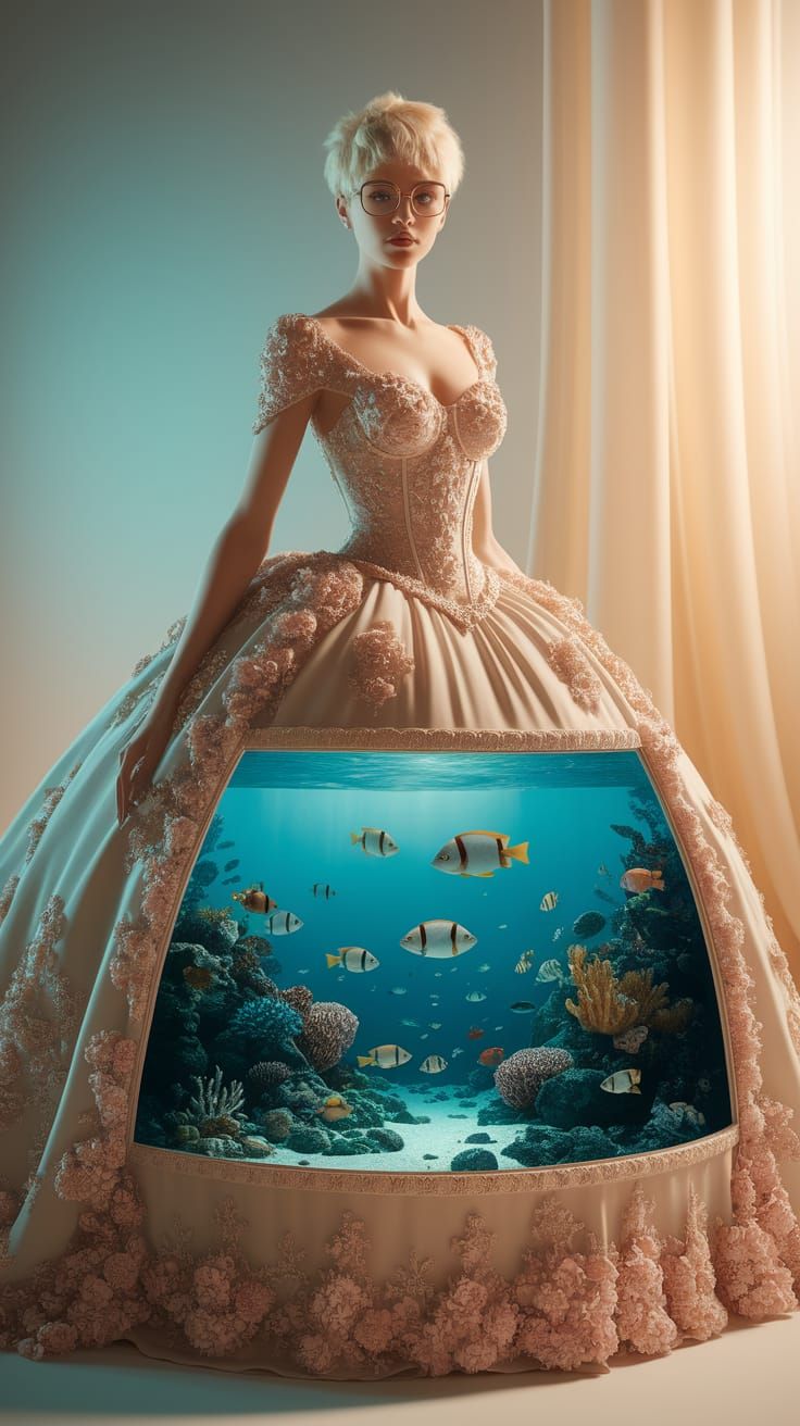Opulent Ball Gown with Aquarium Skirt
