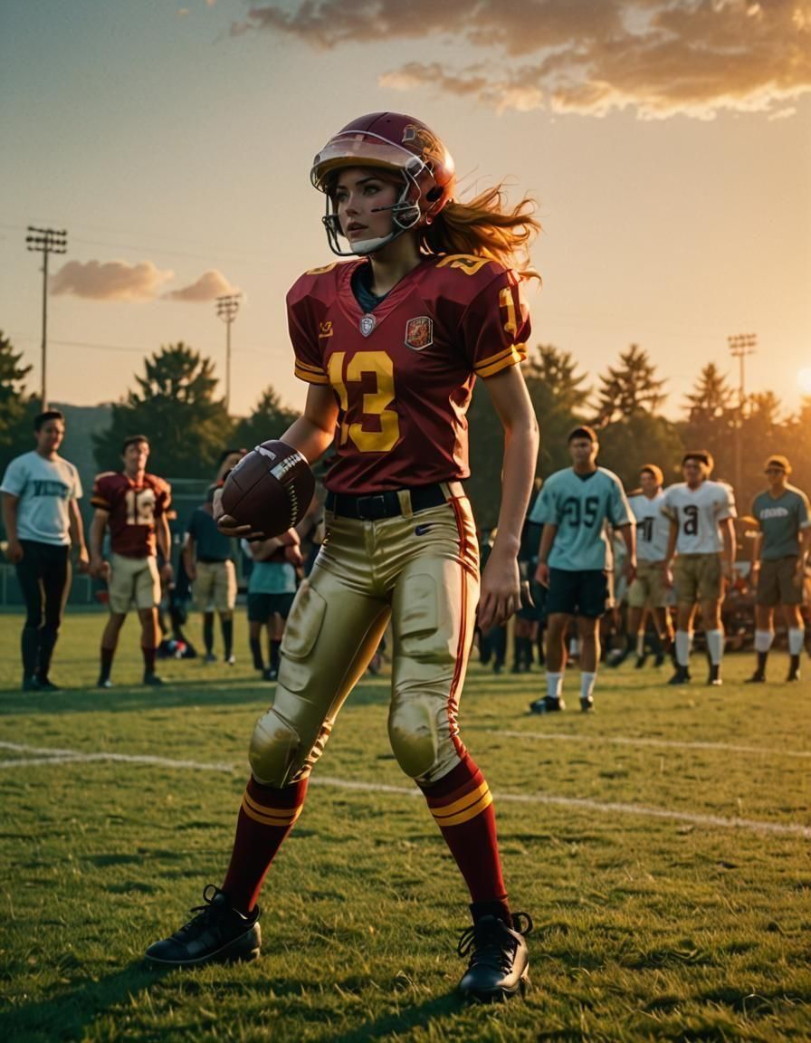 Sunset Shimmer Plays Football: Cinematic Film Still