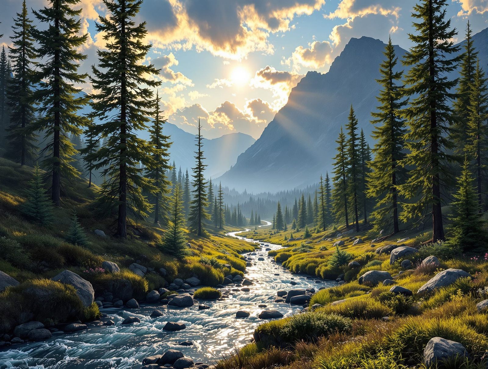 Serene Norse Valley Under Summer Sky