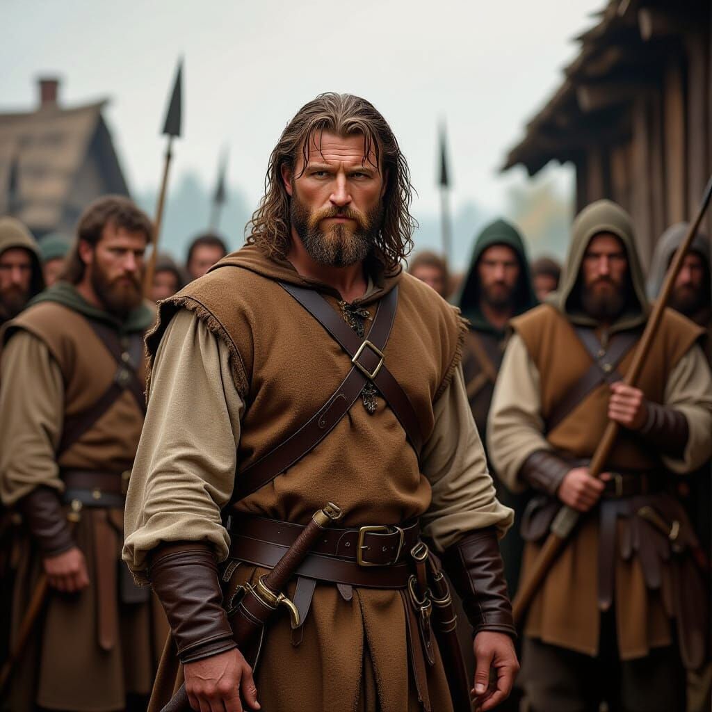 William Wallace & Men in Brown Tunics, Medieval Scene