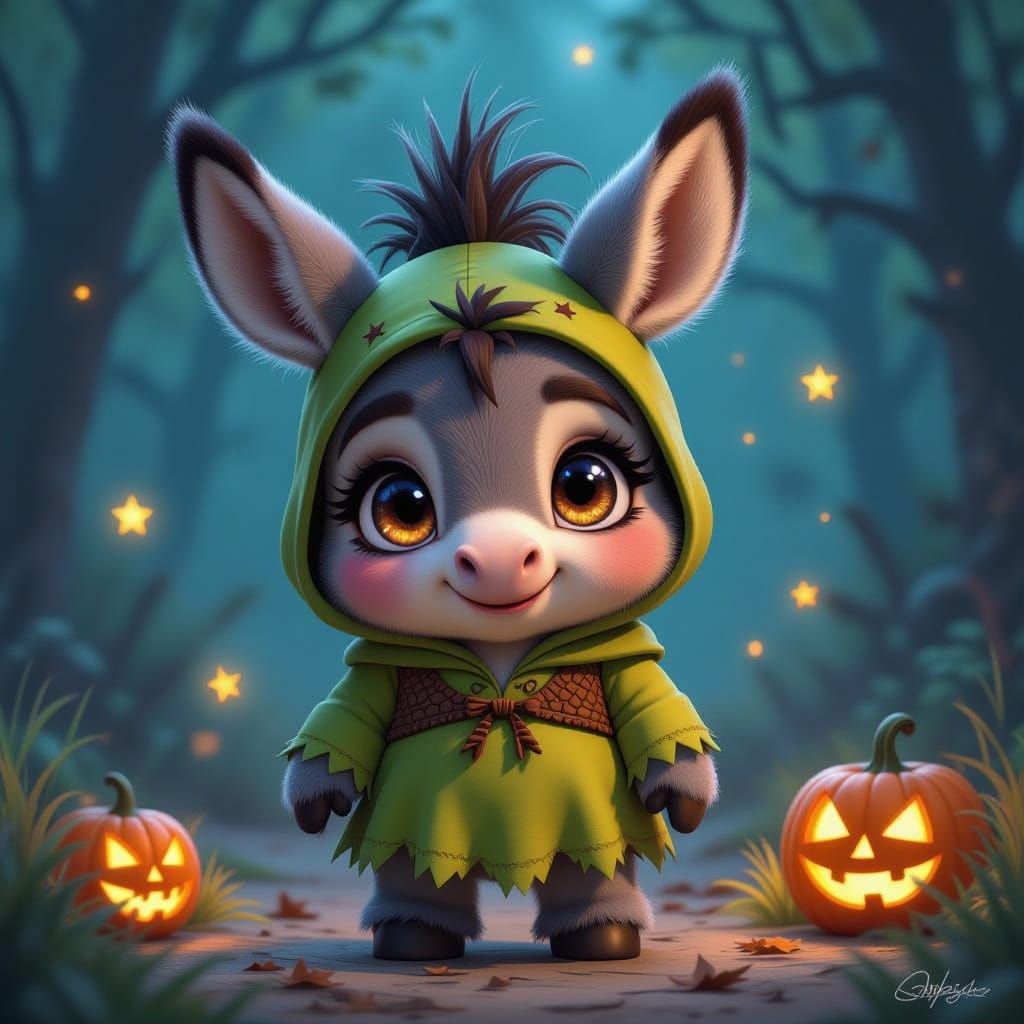 Cute Chibi Donkey as Shrek for Halloween