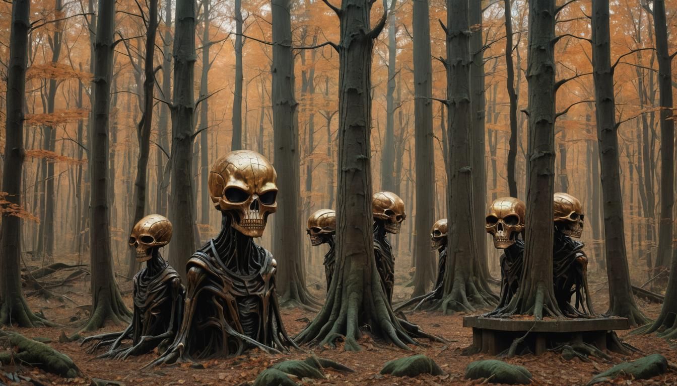 Ancient Alien Sculptures in Forest: Sinister Art