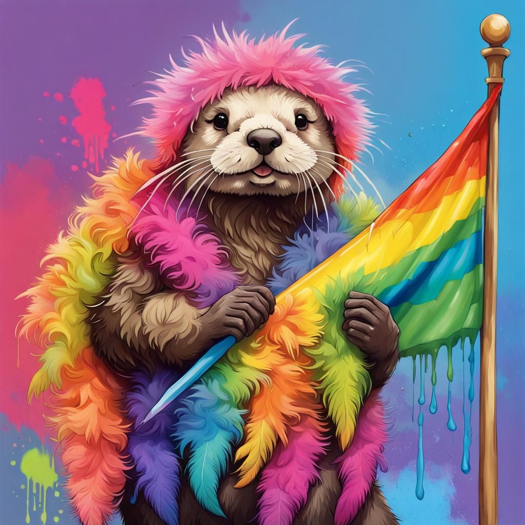 Rainbow Sea Otter Pride Graffiti Art