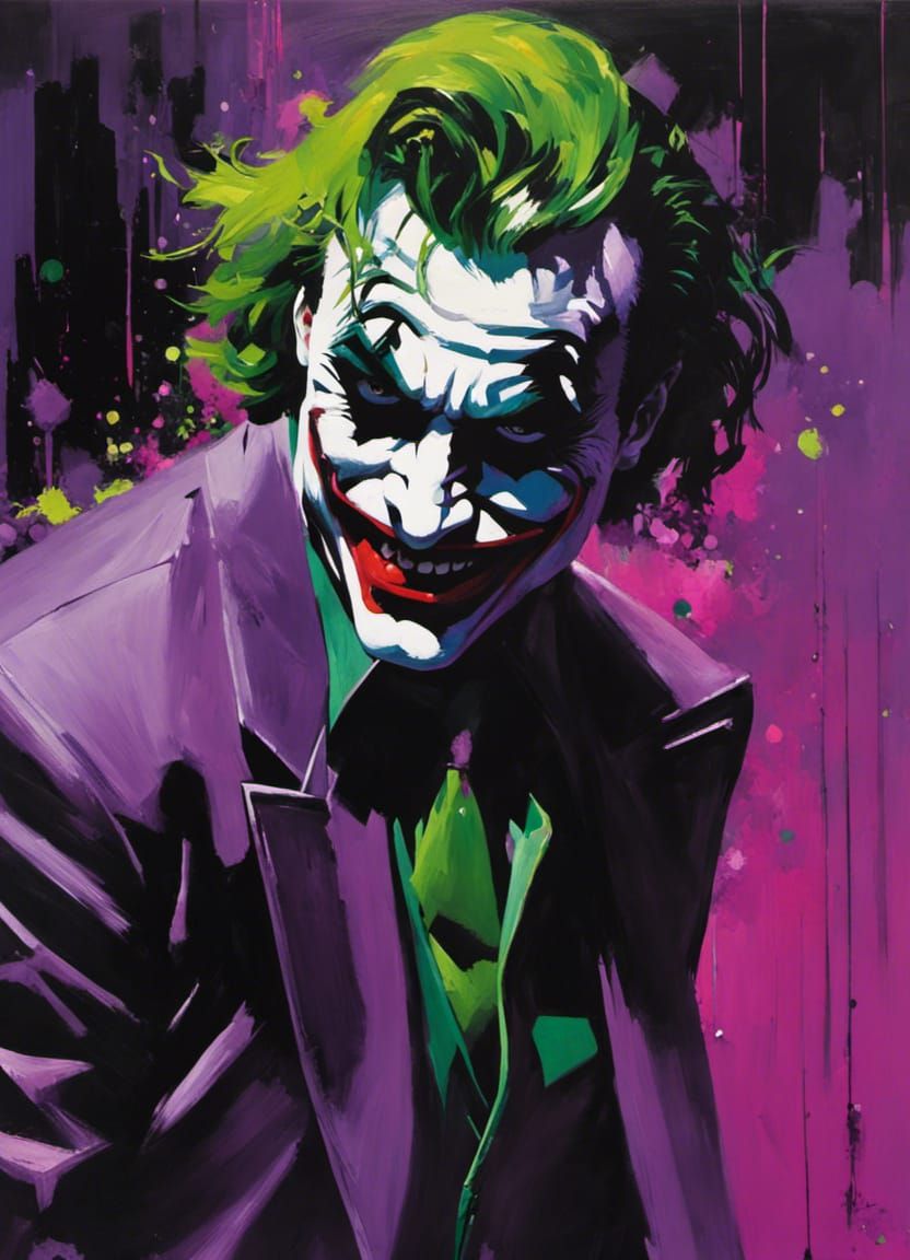 Joker's Wrath: Impressionistic Portrait of Madness