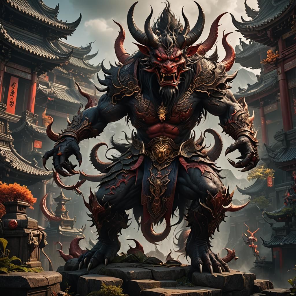 Detailed Asian Demon Fantasy Concept Art