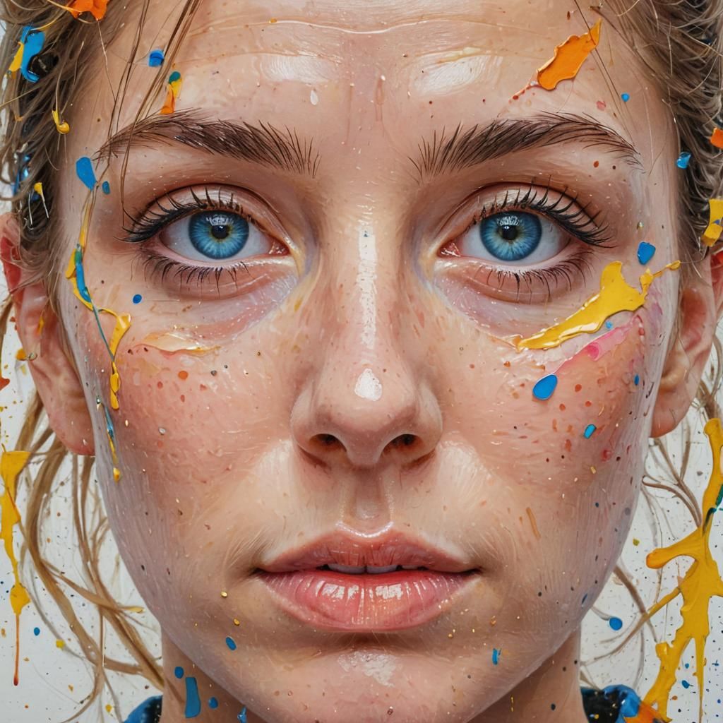 Colorful Expressionist Portrait with Piercing Eyes