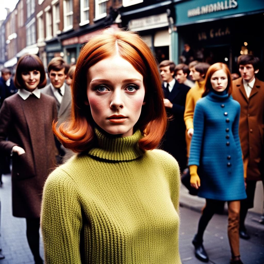 1960s Gingerhaired Girl in London Fashion Photo