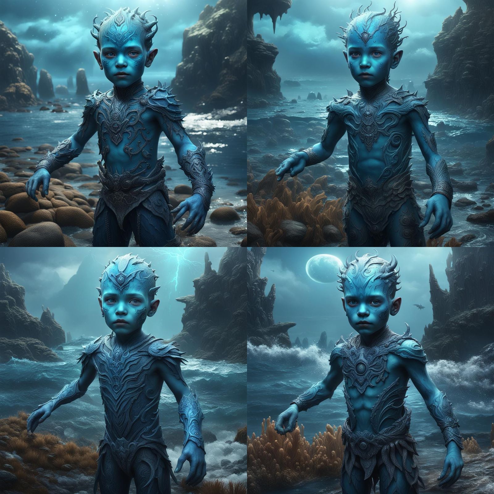 Dark Fantasy Child: A Sea Humanoid Concept Art