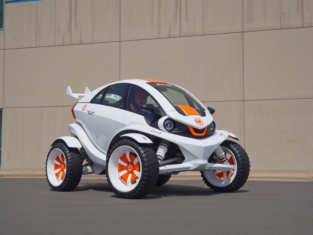 Futuristic Sporty Bubble Buggy with Japanese Logos