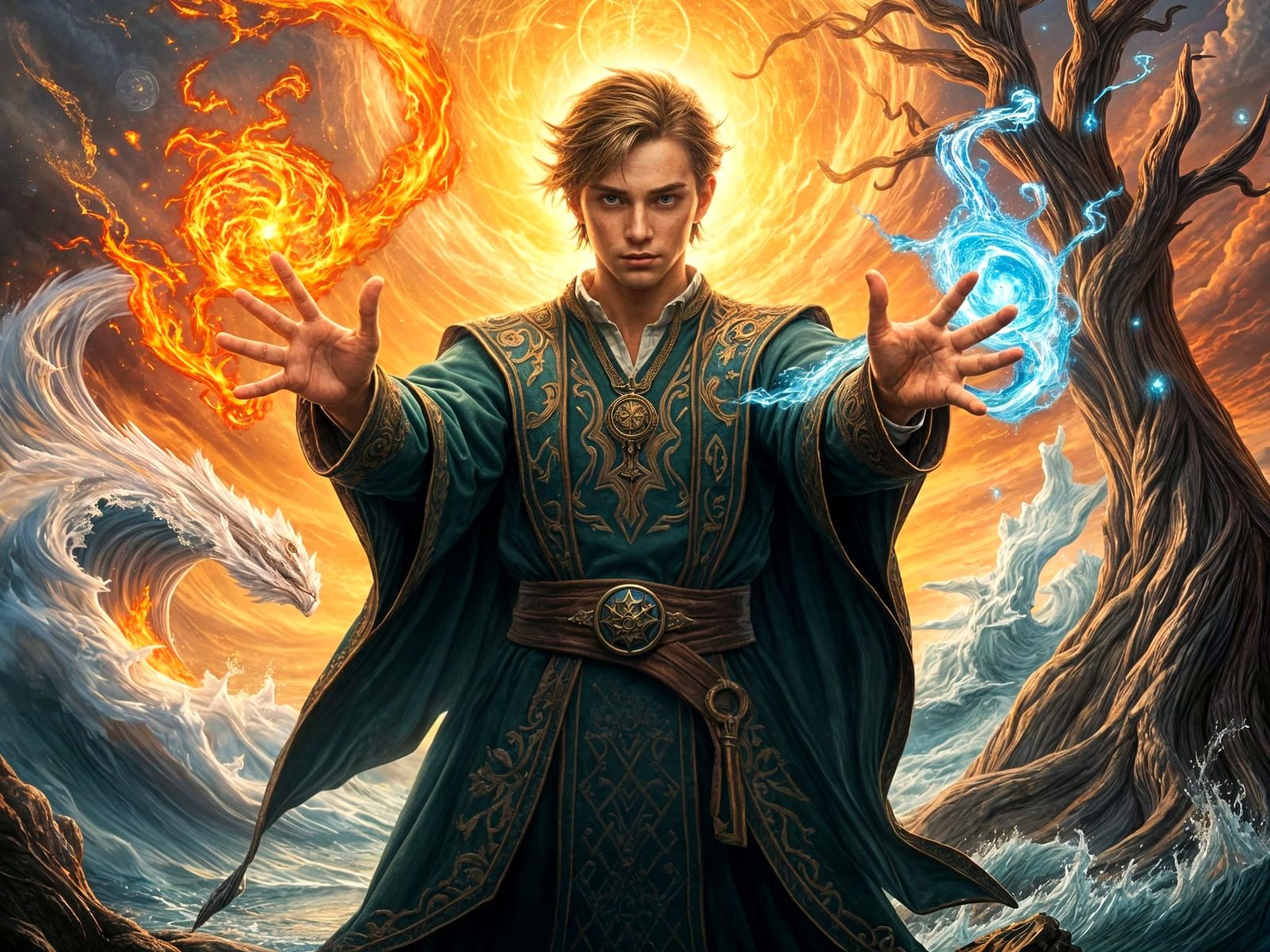 Epic Fantasy Wizard Harnesses Elemental Magic