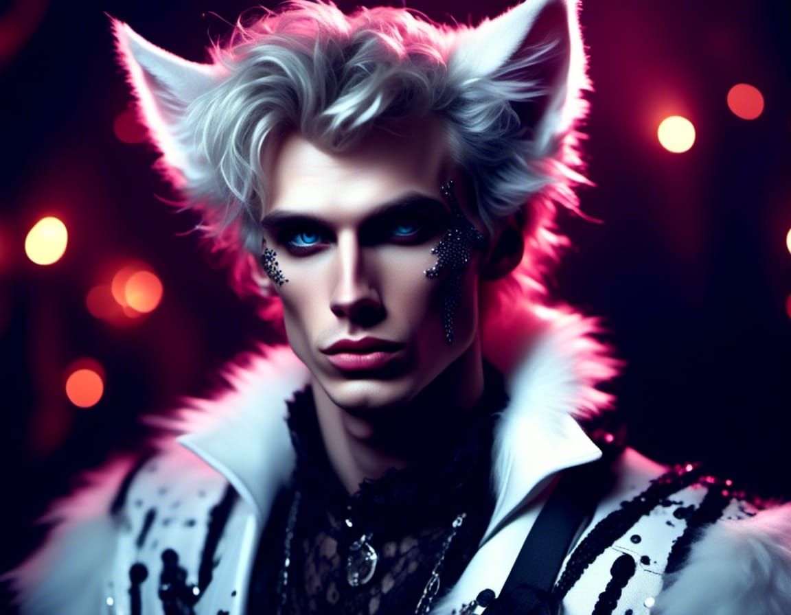 Glam Rock Character Portrait with Cat Ears