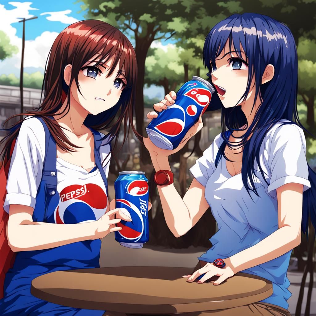 Anime Girls Drinking Pepsi: Key Visual Art