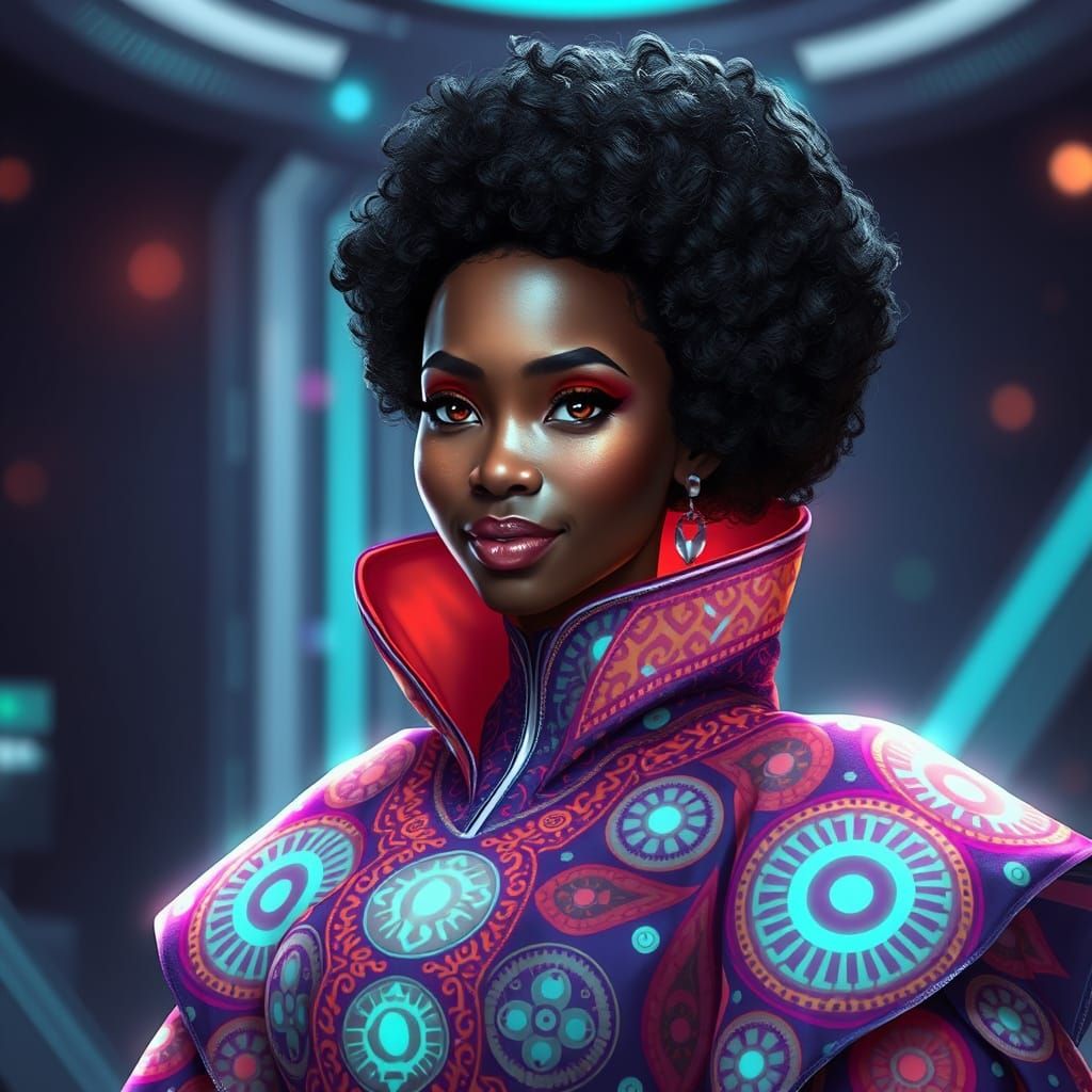 Nigerian AI Character Aura in Afrofuturistic Style