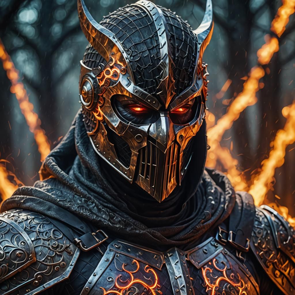 Demonic Slavic Knight in Mask, 3D Render