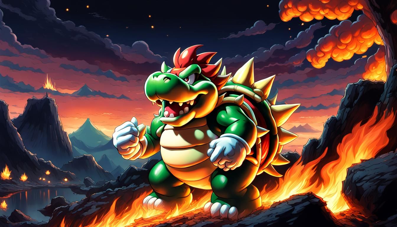 Bowser in Anime Key Visual Style