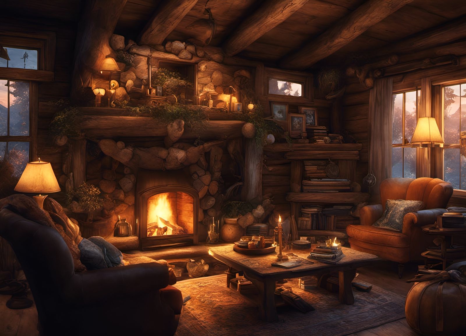 A Cozy Log Cabin Livingroom