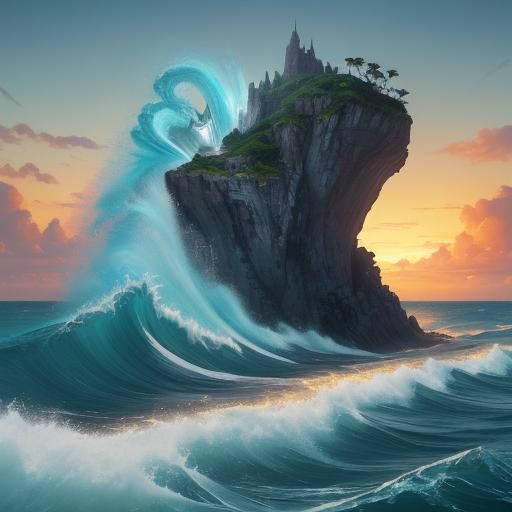 Girl and Dog in Ocean: Hyper-Realistic Digital Painting