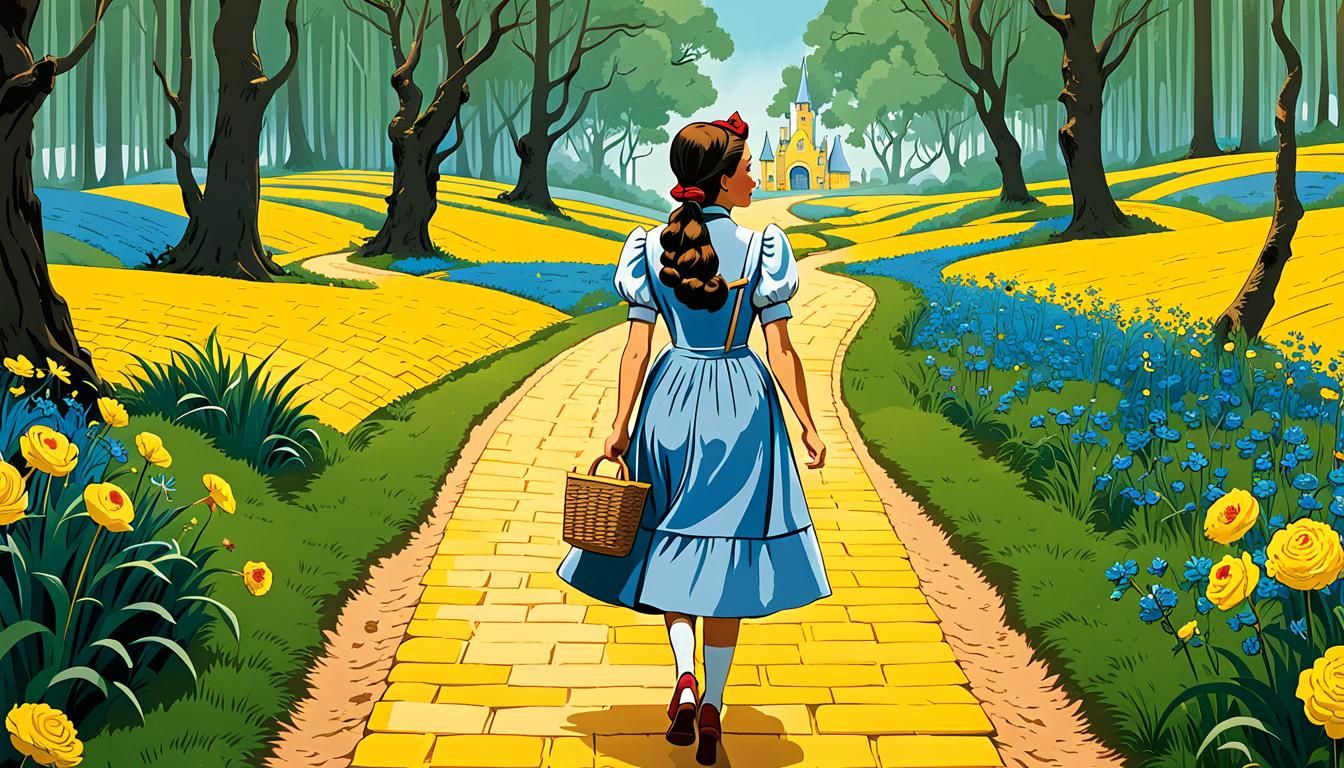 Dorothy's Journey: A Wes Anderson-Inspired Illustration