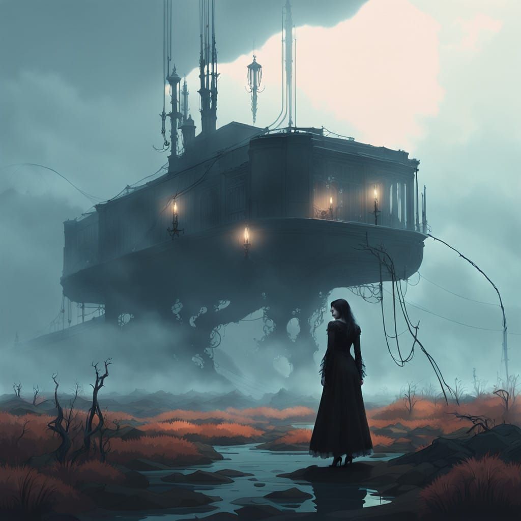 Dreamlike Gothic Realms in Ethereal Fog