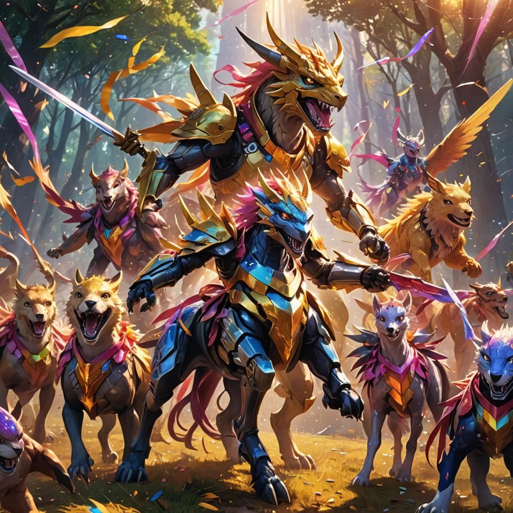 Digimon Cavalry Celebrate Victory in Majestic, Vibrant Color...