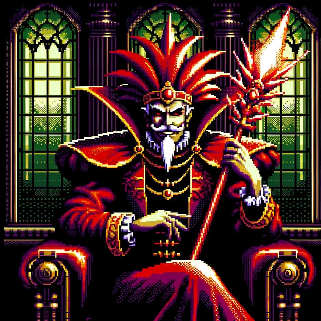 Tyrannical Baron in Crimson Robes: 16-bit Pixel Art