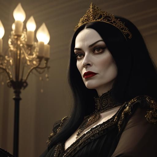 Morticia and Gomez: Cinematic Portrait in Baroque Style