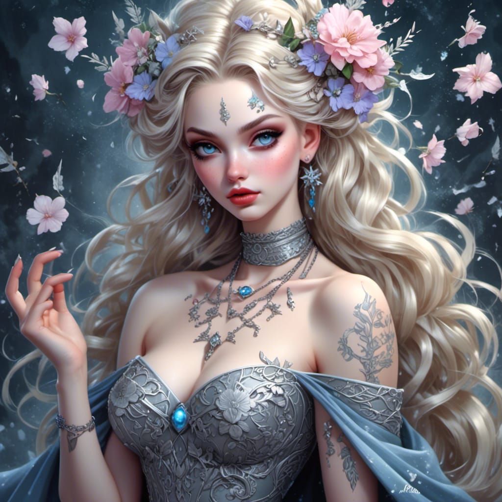 Enchanting Ice Sorceress Digital Art