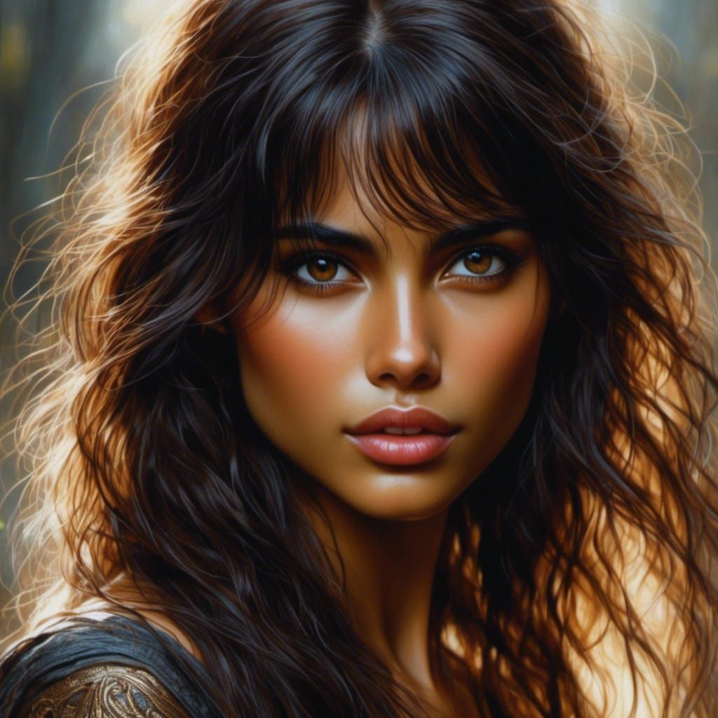 Beautiful Indian Woman Portrait in Hyperreal Style