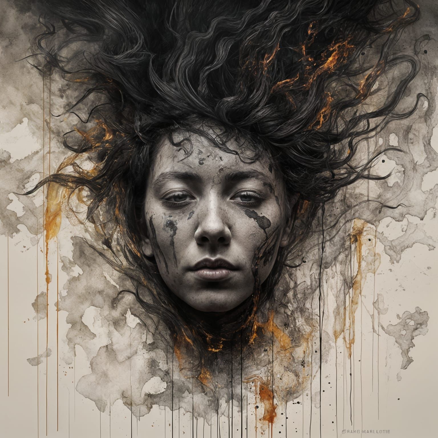 Surreal Figure Emerges from Lava Floor