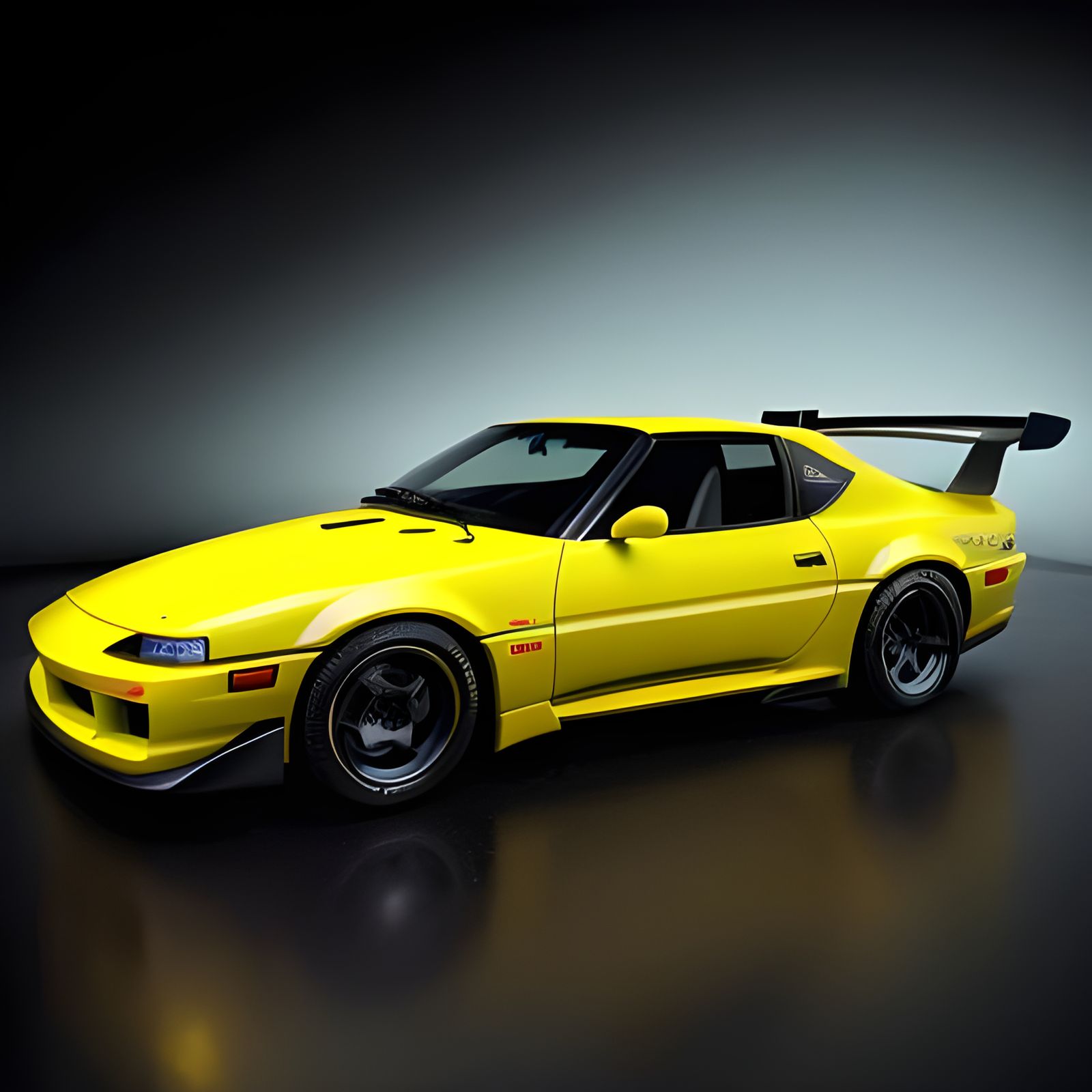 an epic year 1990 supra drift car made of yellow and black c...
