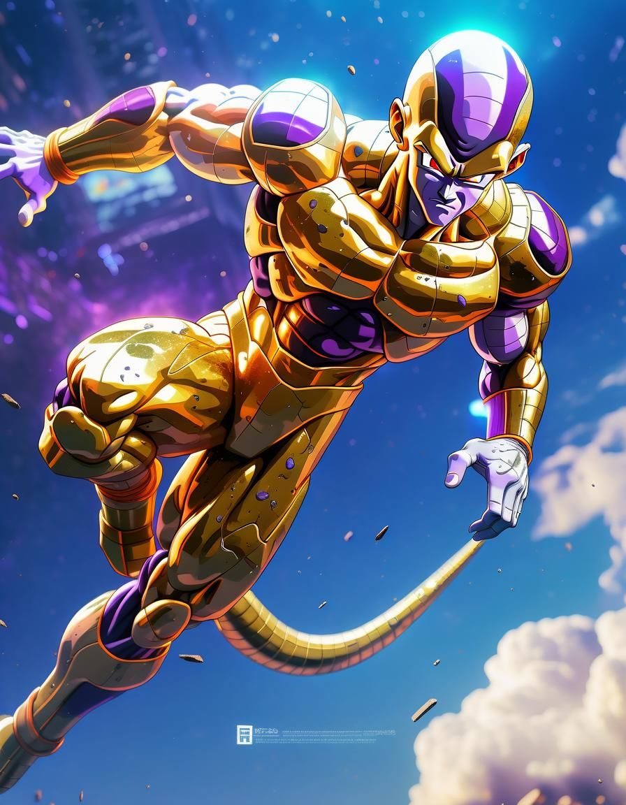 Golden Frieza Portrait in Dystopian Wasteland