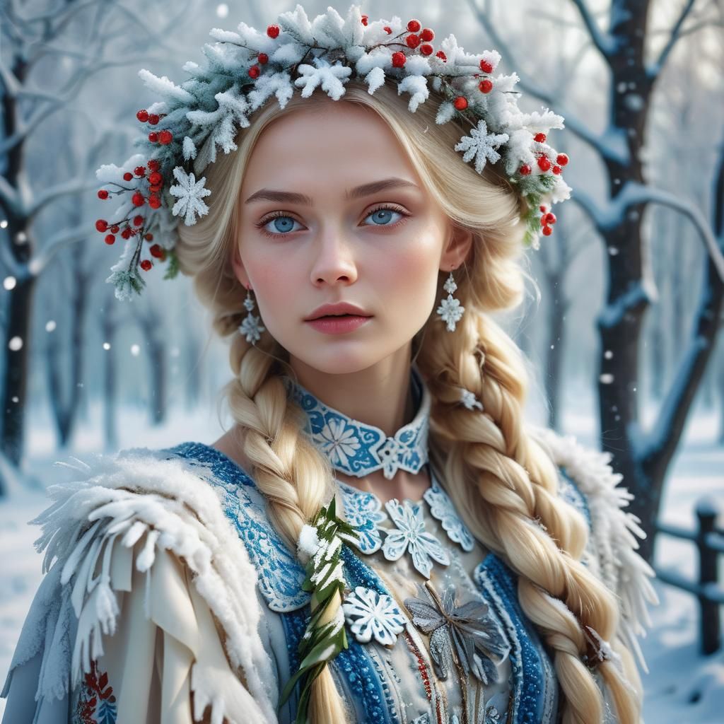 Russian Model in Snowy Wonderland: Hyper-Realistic Digital A...