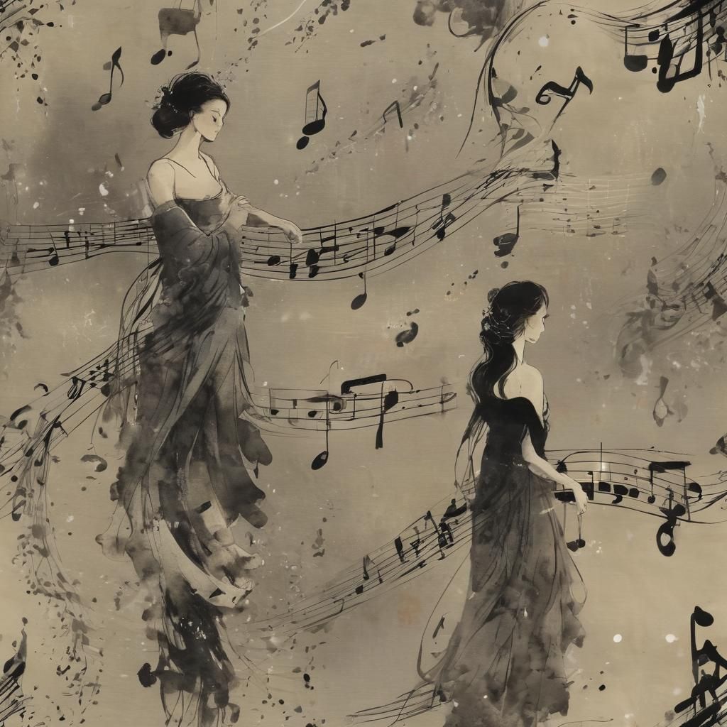 Elegant Women Create Musical Calligraphy