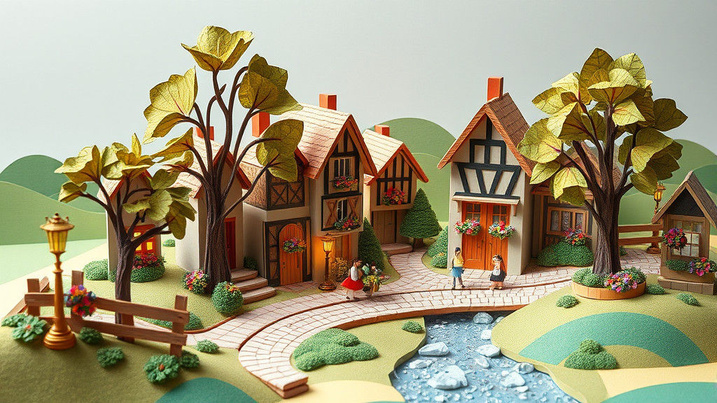 Charming 3D Origami Village with Paper People