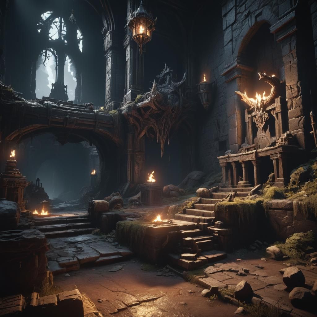 Grimdark Scene in 3D Game Style