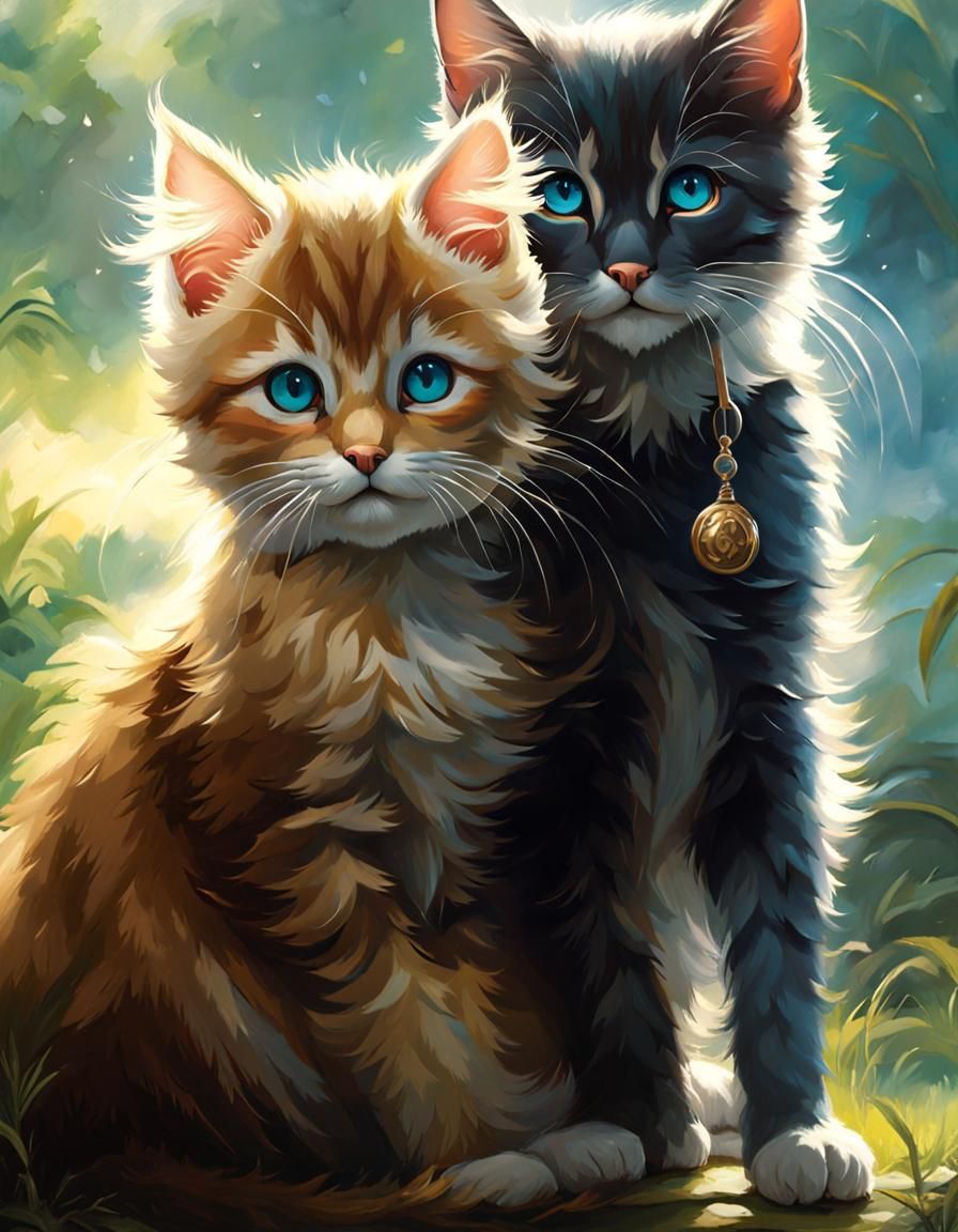 Adorable Chibi Kitten Portrait in Studio Ghibli Style