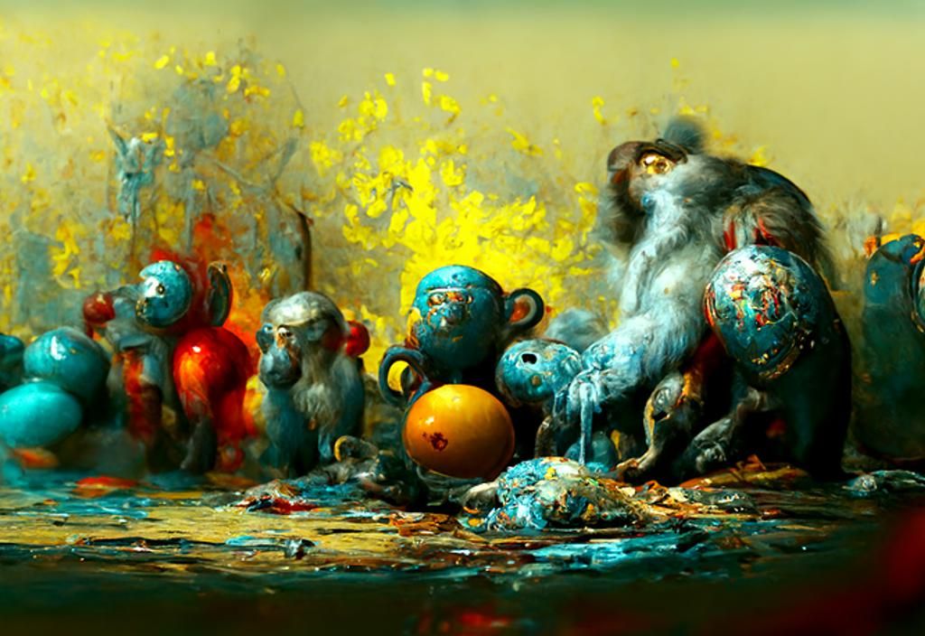 Violent Monkey Fight in Painterly Hyperrealism