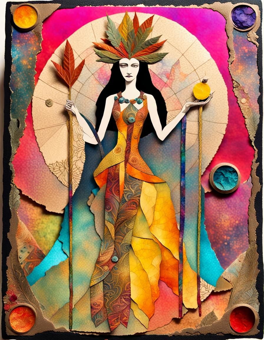 High Priestess Tarot Card Collage Masterpiece