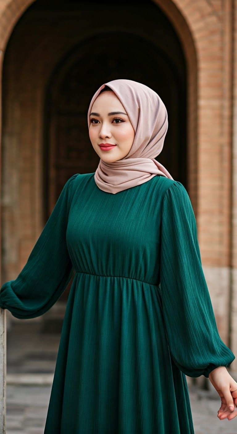 Korean Muslim Woman in Cappadocia with Balloons