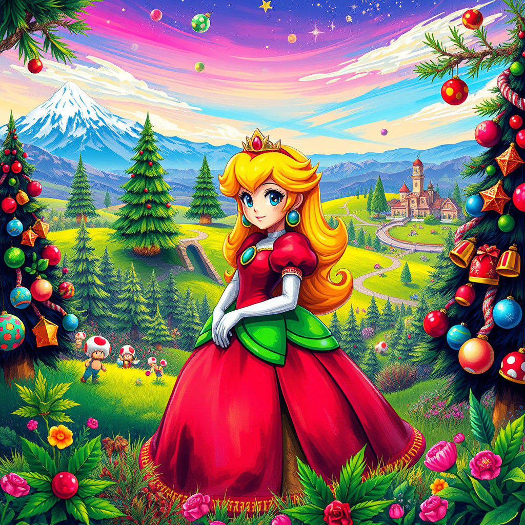Princess Peach Christmas in Super Mario World, Graffiti Art