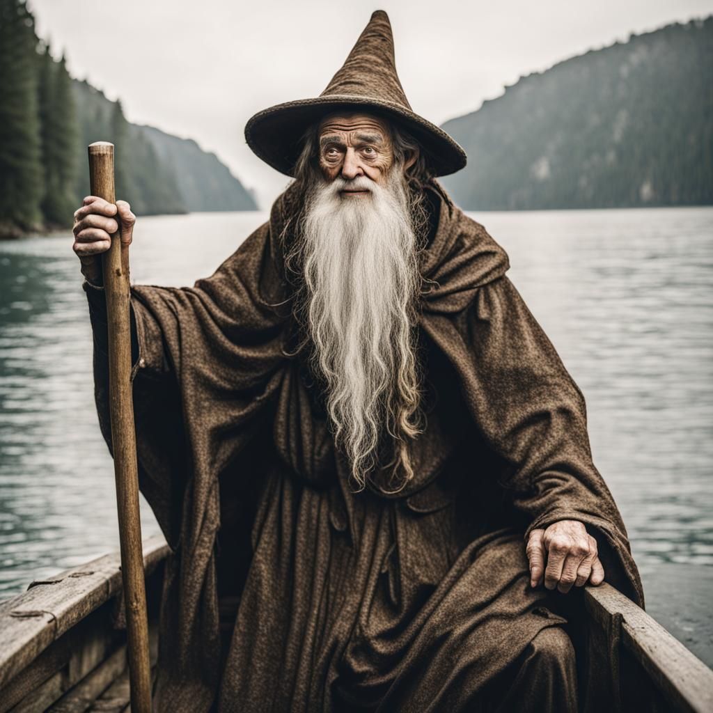 Wizard Disguised as Ferryman: Fantasy Art
