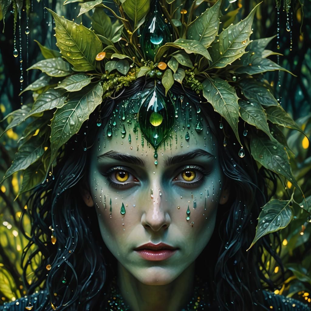 Dew Drops in Surreal Magical Realism Style