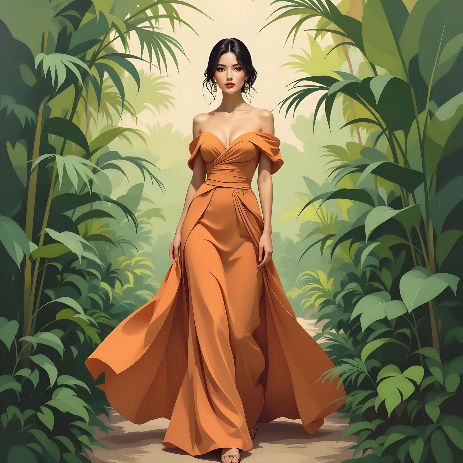 Elegant Minimalist Painting of Mother Nature