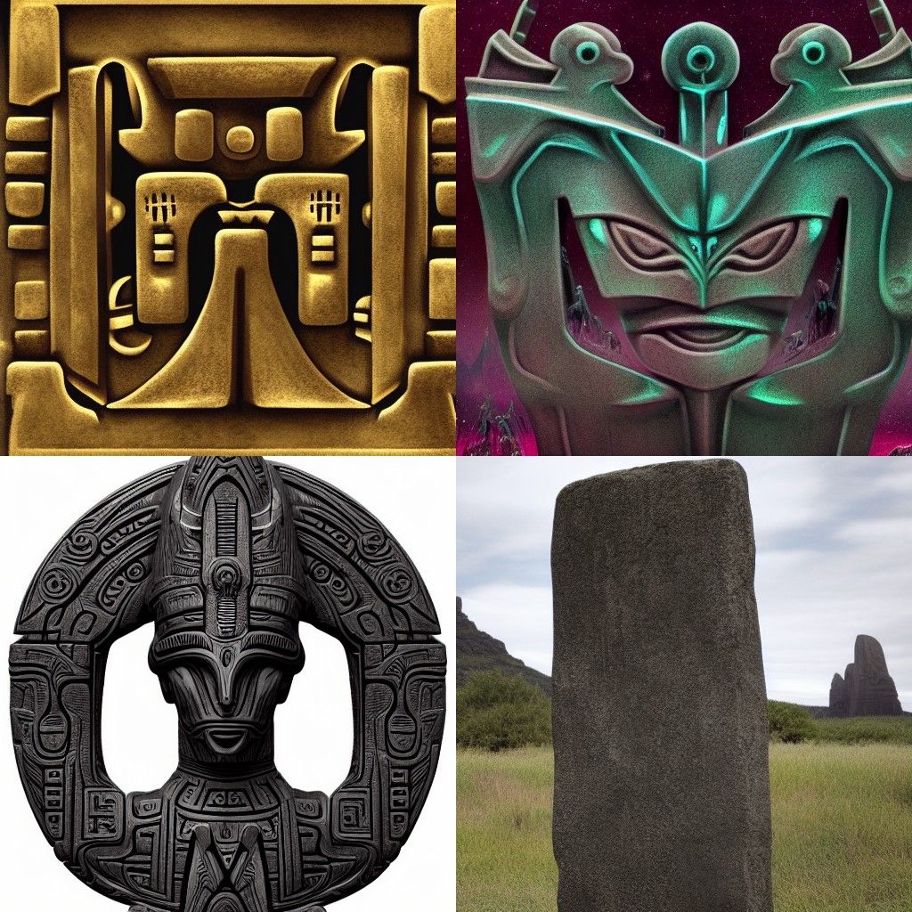 Alien Totemic Monolith Glyphs in Fantasy Style