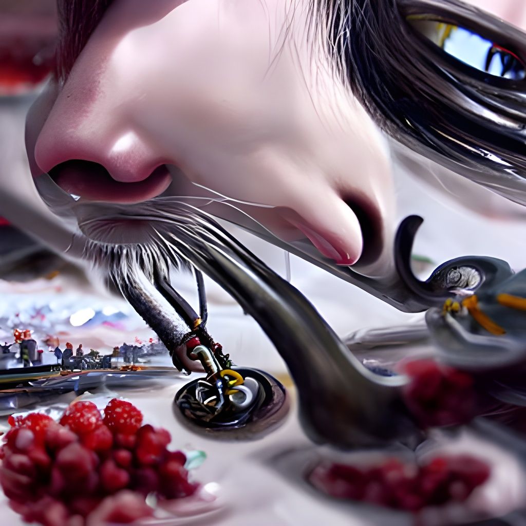 Surreal Cyclist with Feline Hands, Digital Art