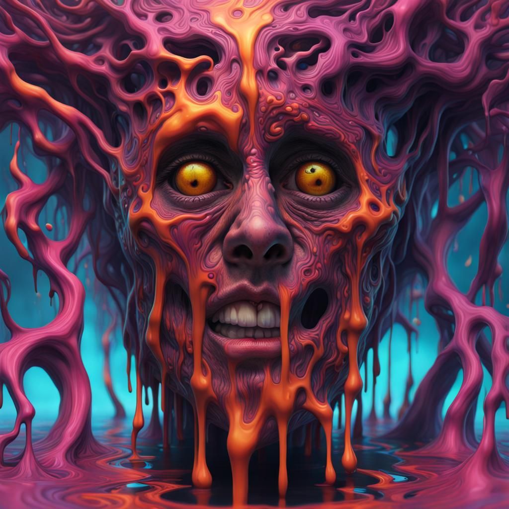 Psychedelic Melting Face: A Fantastical Optical Illusion