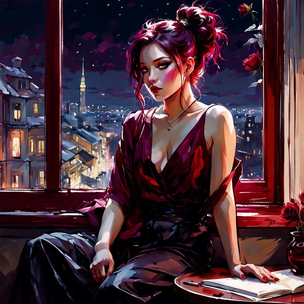 Maki Jujutsu Kaisen: Dark Watercolor Portrait