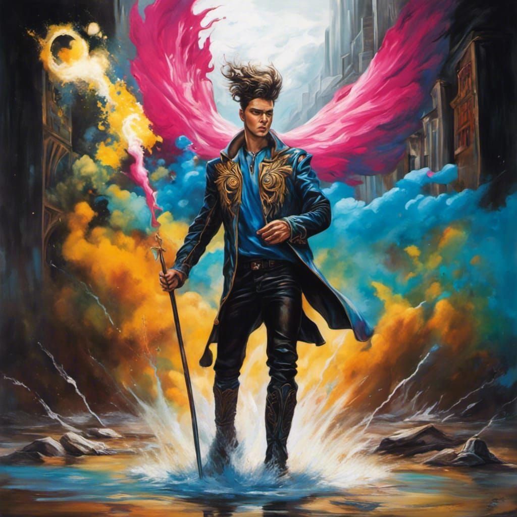 Wizard summoning whirlwind